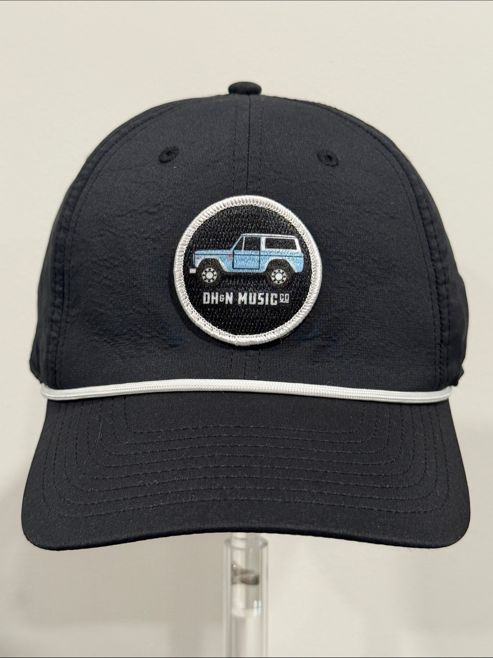 American Needle DH&N Music Co Velcro Back Black Cap with Blue Bronco Patch